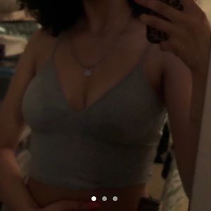 gray triangle crop top